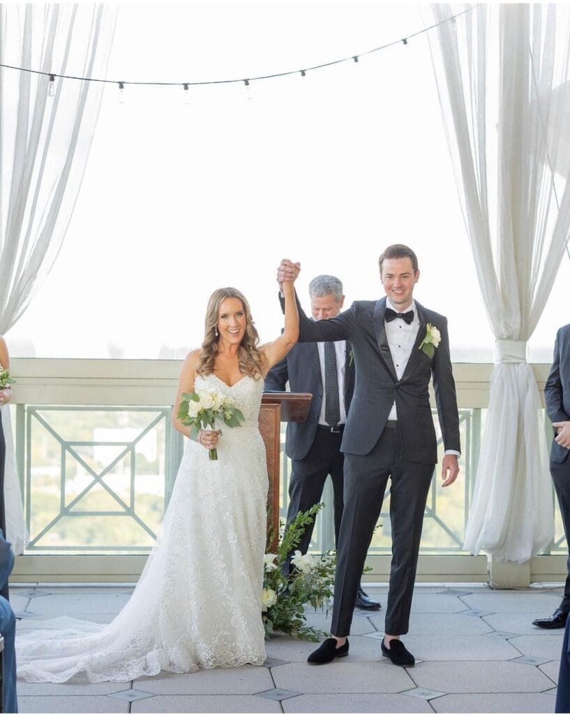 garden-style bouquet at The Peachtree Club rooftop wedding Atlanta